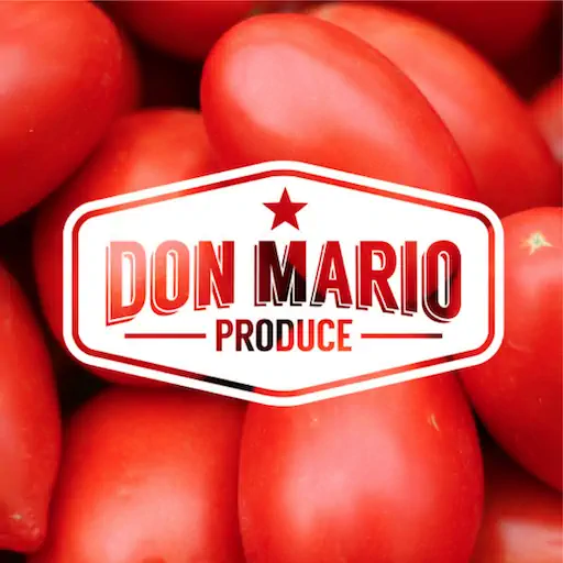 Logotipo Don Mario Produce sobre tomates – diseño de SmartBrand360
