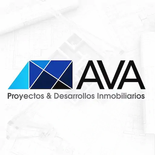Logotipo AVA sobre plano arquitectónico – diseño de SmartBrand360