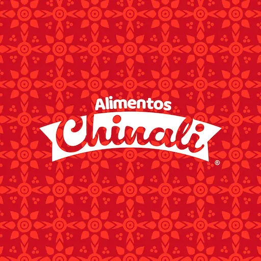 Logotipo Chinali sobre patrón rojo – diseño de SmartBrand360