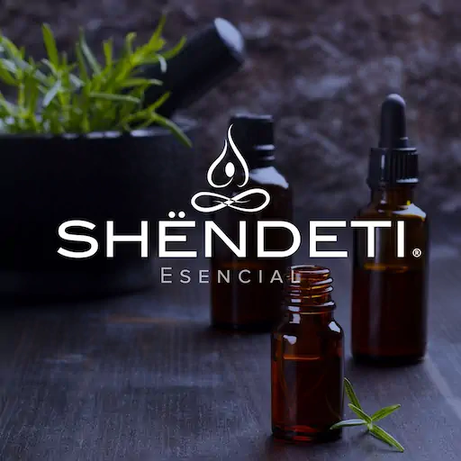 Logotipo Shëndeti sobre goteros – diseño de SmartBrand360
