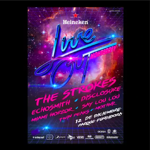 Cartel del festival Heineken Live Out con line up – diseño de SmartBrand360