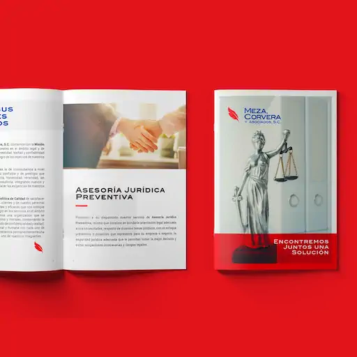 Folleto de asesoría jurídica preventiva Meza, Corvera – diseño de SmartBrand360