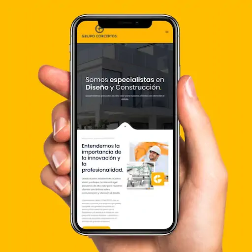 Sitio web de Grupo Conceptos en celular – diseño de SmartBrand360