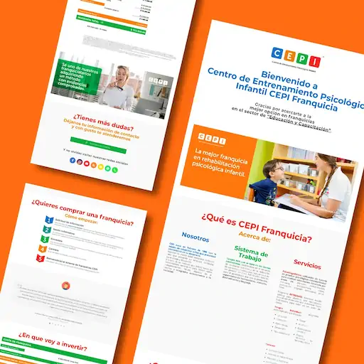 Secciones del sitio de franquicias de Centros CEPI – diseño de SmartBrand360