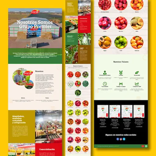 Secciones del sitio web de Grupo Premier – diseño de SmartBrand360