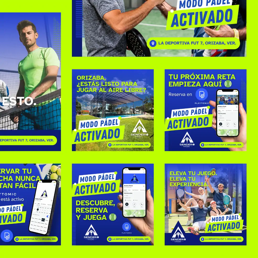 Publicaciones "Modo Pádel: Activado", club en Orizaba – diseño de SmartBrand360